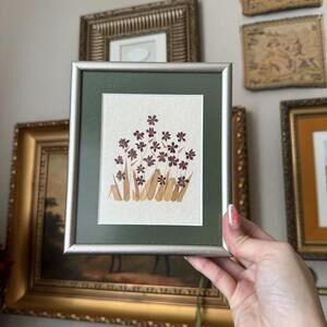 Vintage Small Metal Framed Pressed Flower Artwork